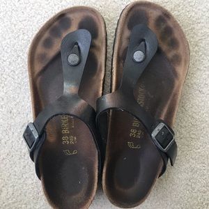 Dark brown leather Birkenstock sandals